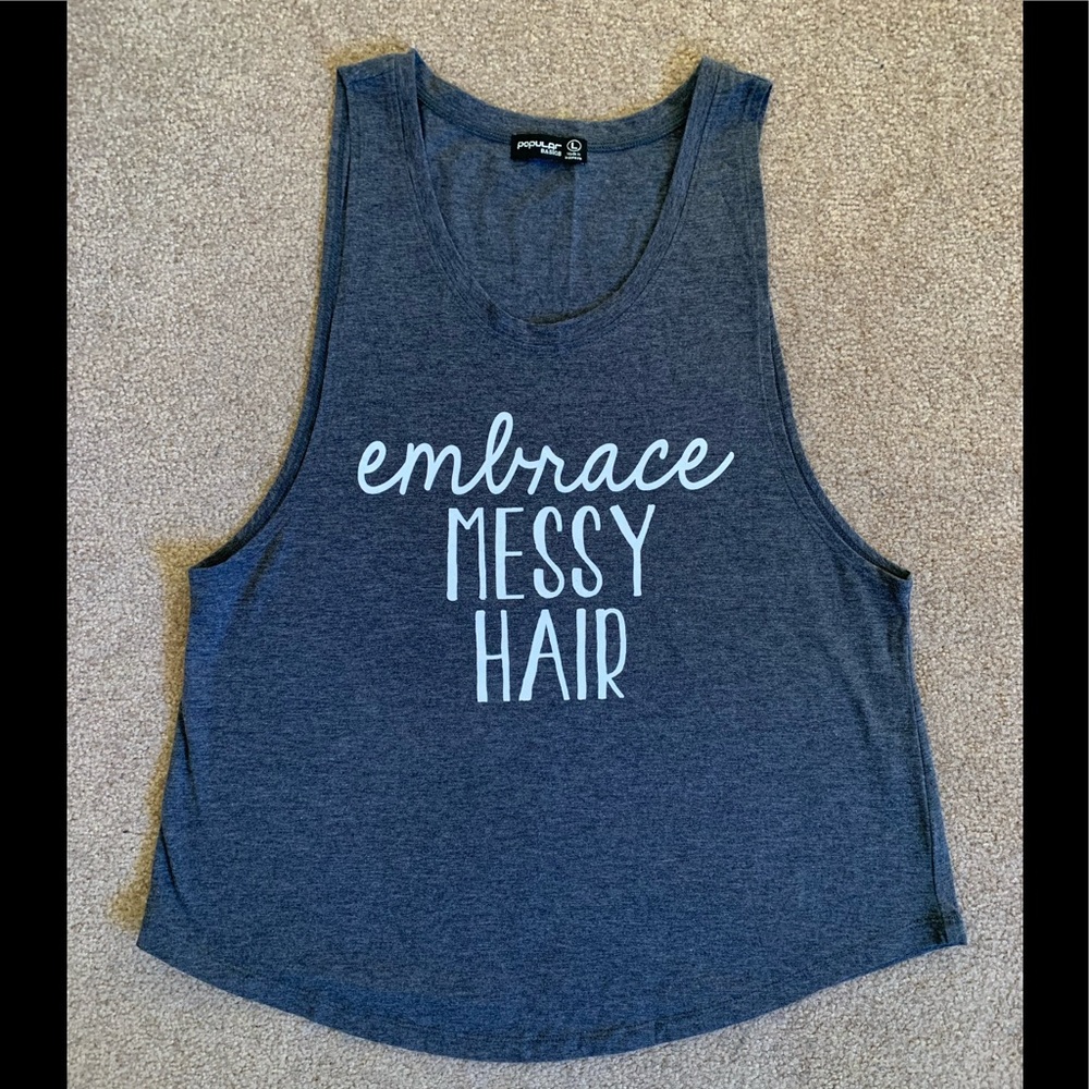 Embrace messy hair tank top